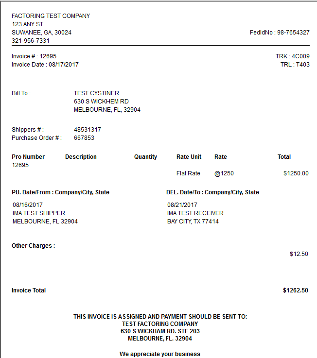 factoring company notice of assignment